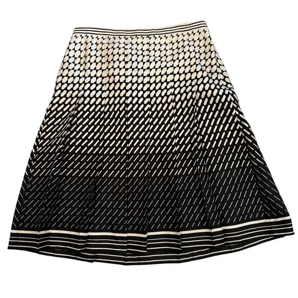 Beautiful! Ann Taylor Black & Cream Abstract Print A-Line Skirt Size 4 - Picture 5 of 8
